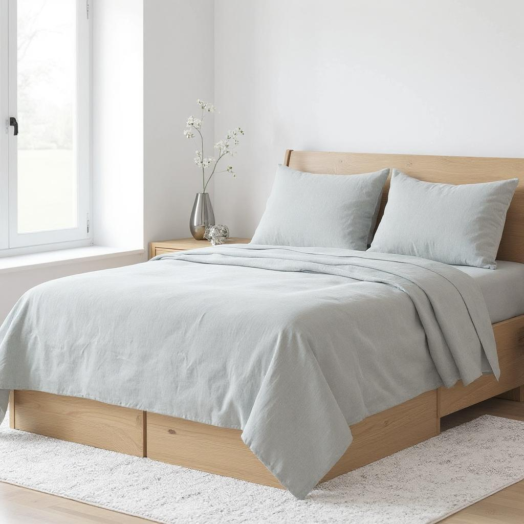 Blue Linen King Flat Sheet-Bed Sheets-DECOROLALA