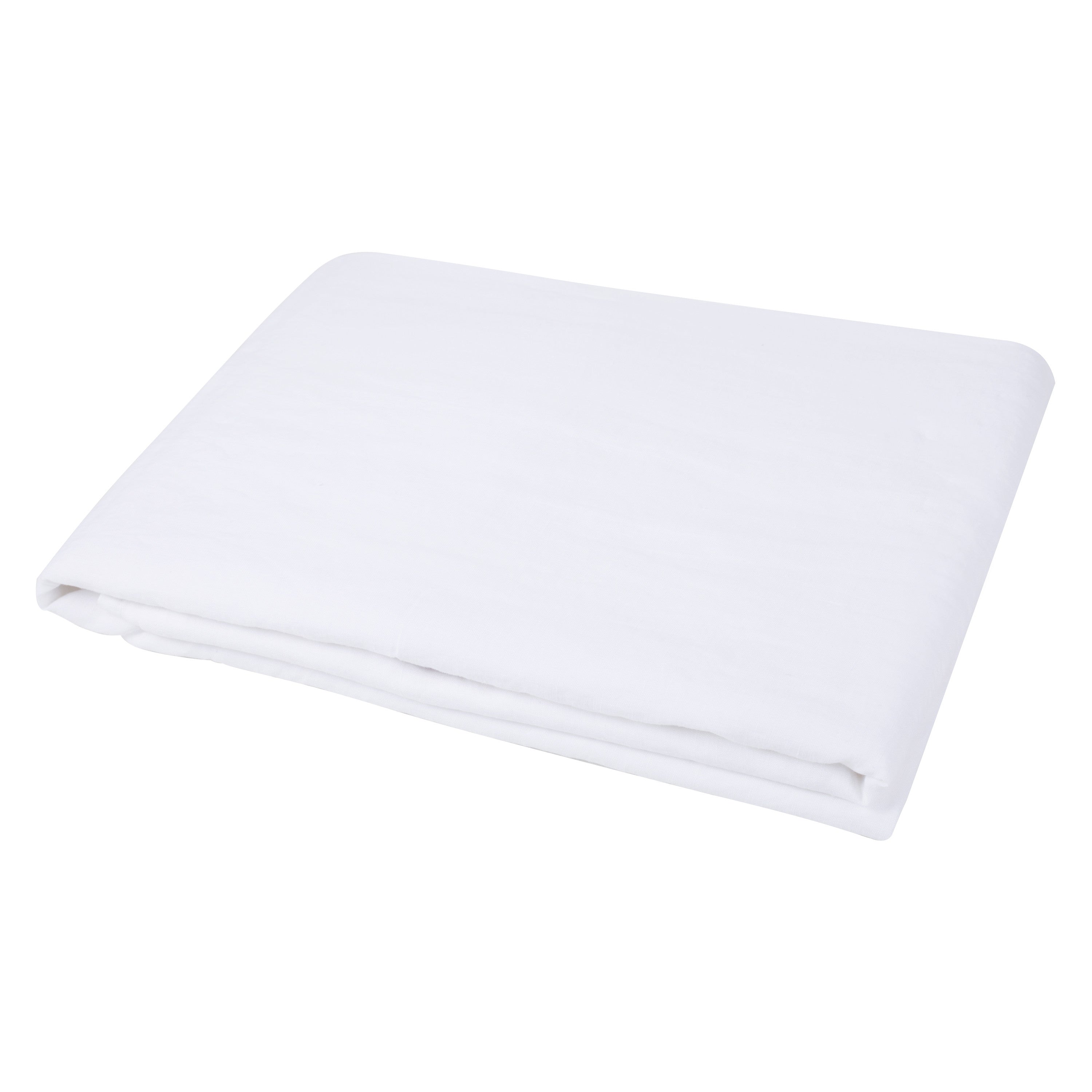White Linen Full Double Flat Sheet-Bed Sheets-DECOROLALA