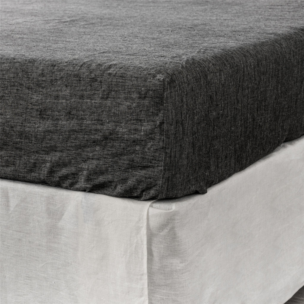Onyx Linen California King Fitted Sheet-4