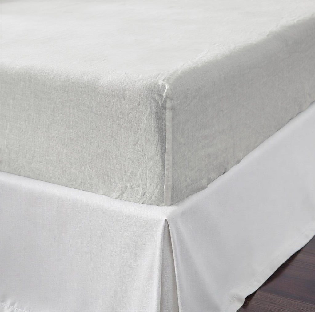 Ivory Linen Queen Fitted sheet-Bed Sheets-DECOROLALA