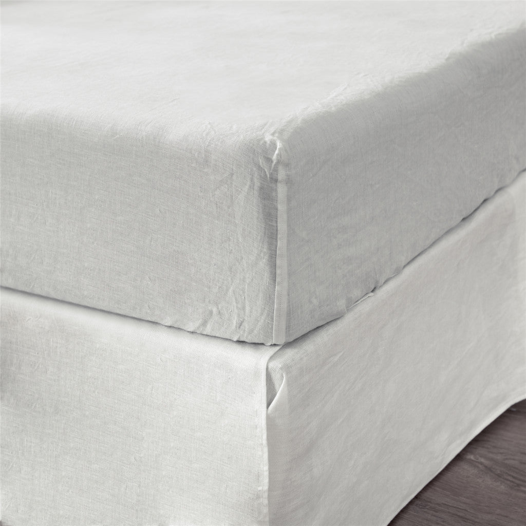 Ivory Linen King Fitted sheet-Bed Sheets-DECOROLALA