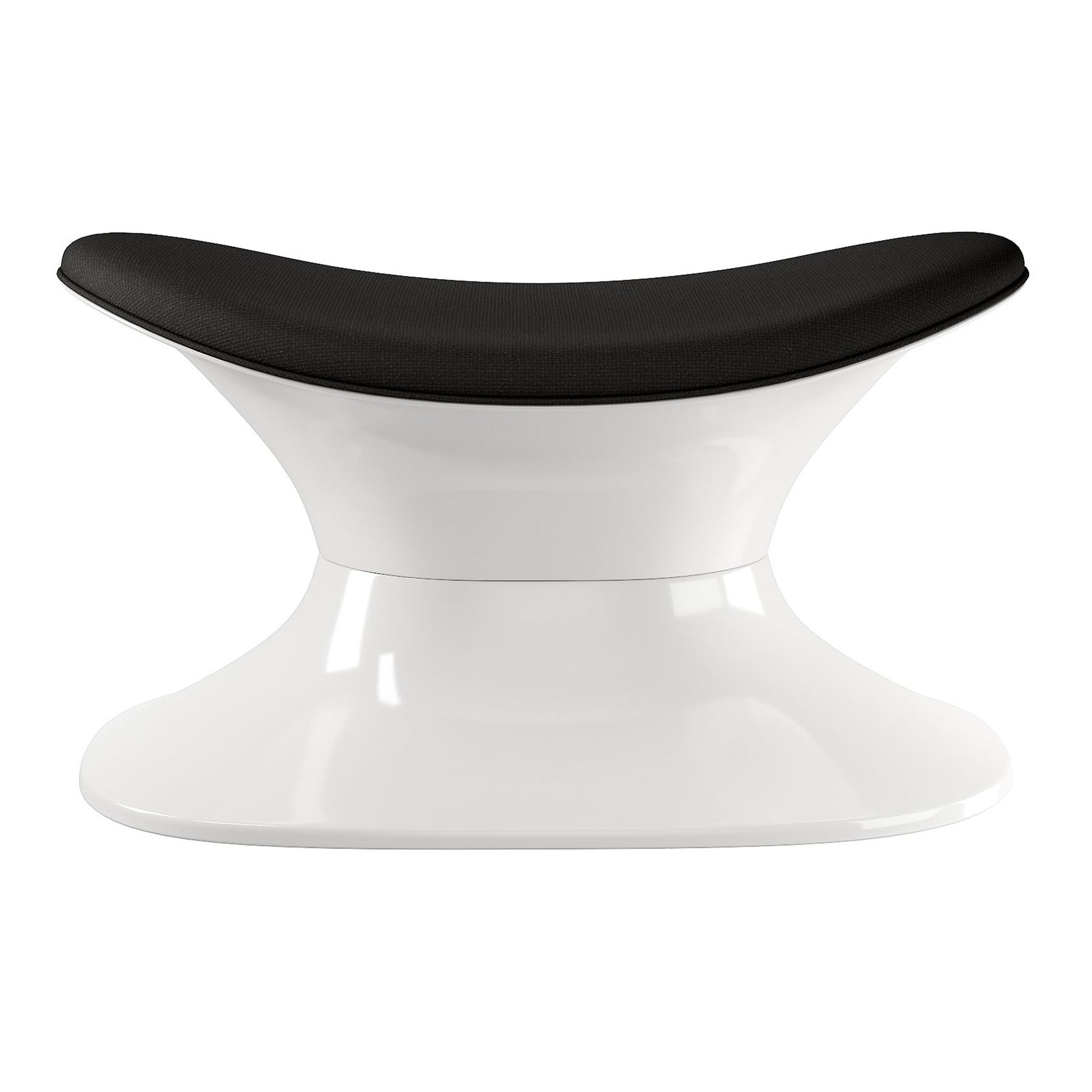 21" Black and White Wool And Fiberglass Contempo Footstool Ottoman-Ottomans-DECOROLALA