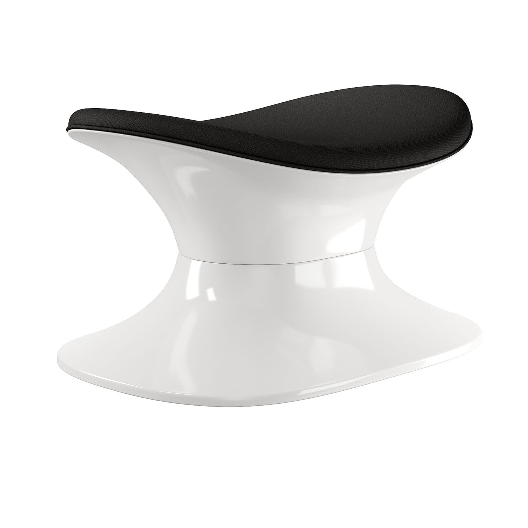 21" Black and White Wool And Fiberglass Contempo Footstool Ottoman-Ottomans-DECOROLALA