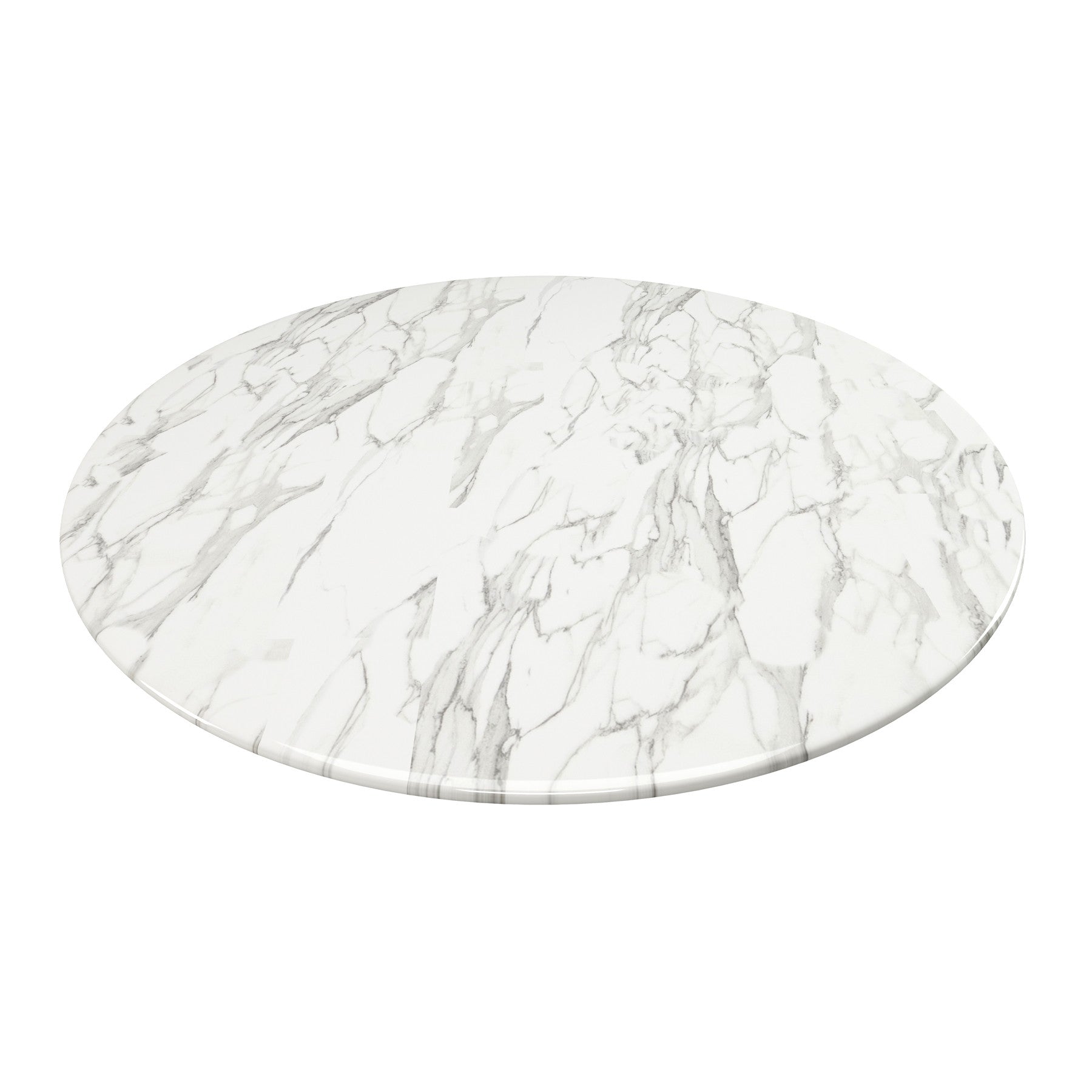 40" White And Gold Rounded Marble And Metal Pedestal Base Dining Table-Dining Tables-DECOROLALA