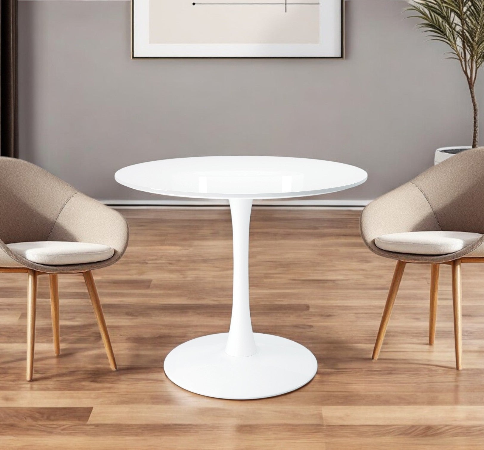 36" White Metal Dining Table-Dining Tables-DECOROLALA