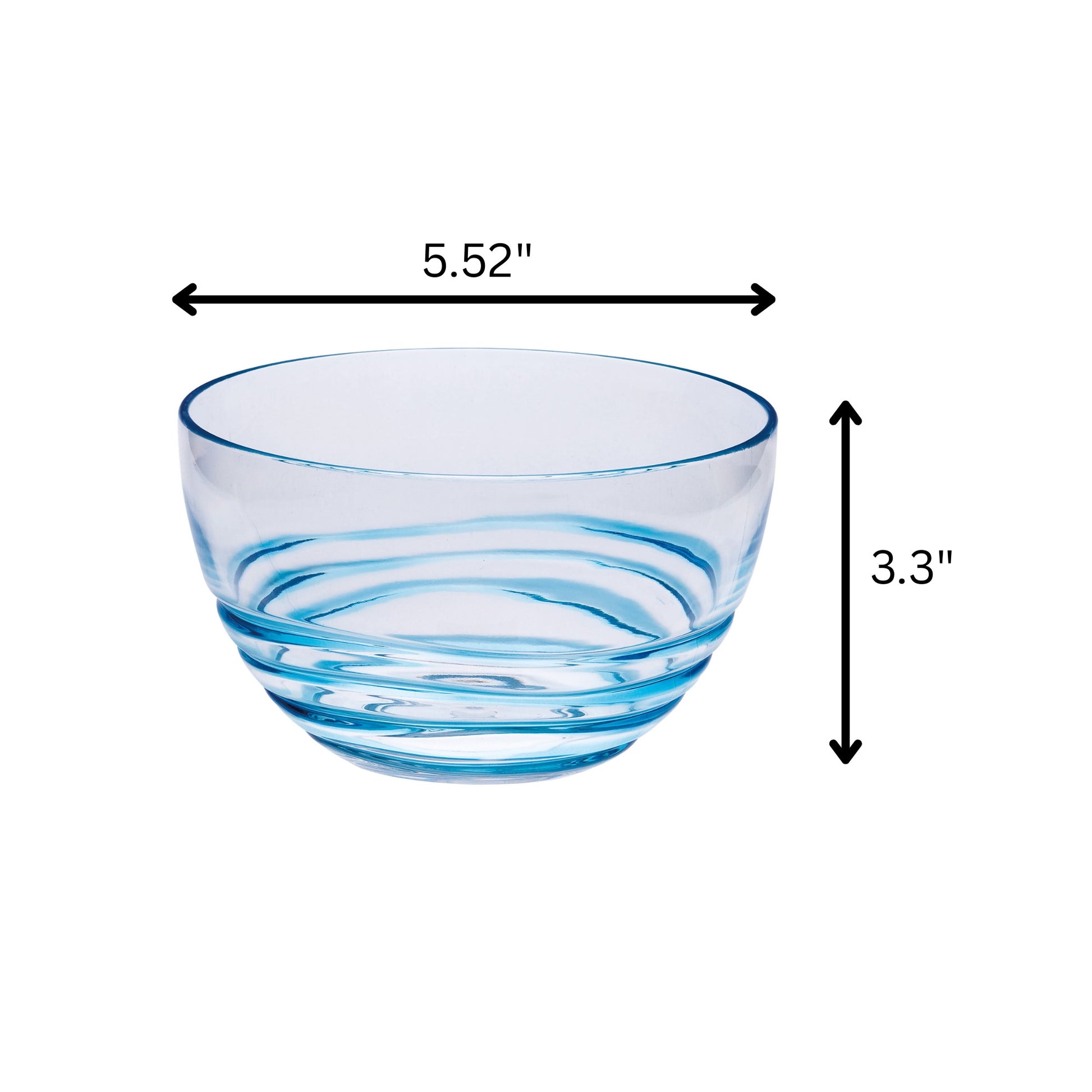 Clear and Blue Four Piece Swirl Acrylic Service For Four Bowl Set-Dinnerware-DECOROLALA
