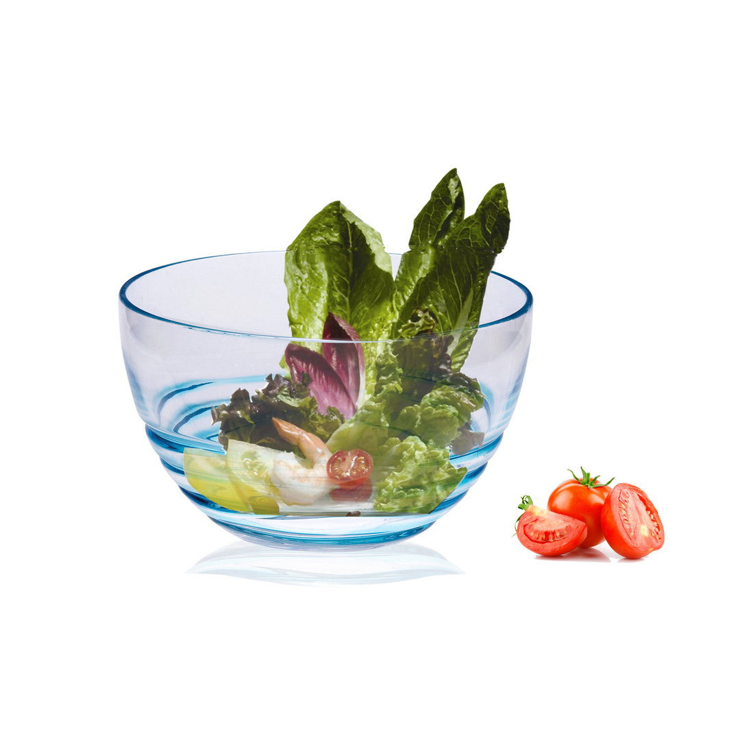 Clear and Blue Four Piece Swirl Acrylic Service For Four Bowl Set-Dinnerware-DECOROLALA