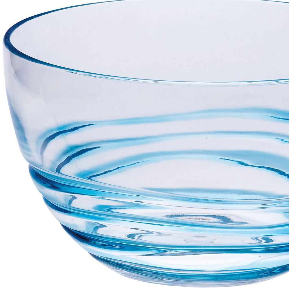 Clear and Blue Four Piece Swirl Acrylic Service For Four Bowl Set-Dinnerware-DECOROLALA