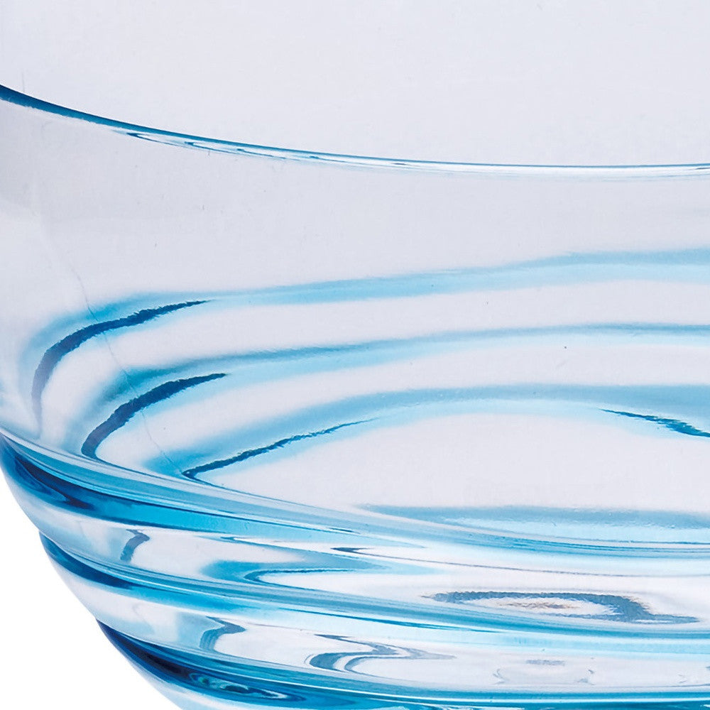 Clear and Blue Four Piece Swirl Acrylic Service For Four Bowl Set-Dinnerware-DECOROLALA