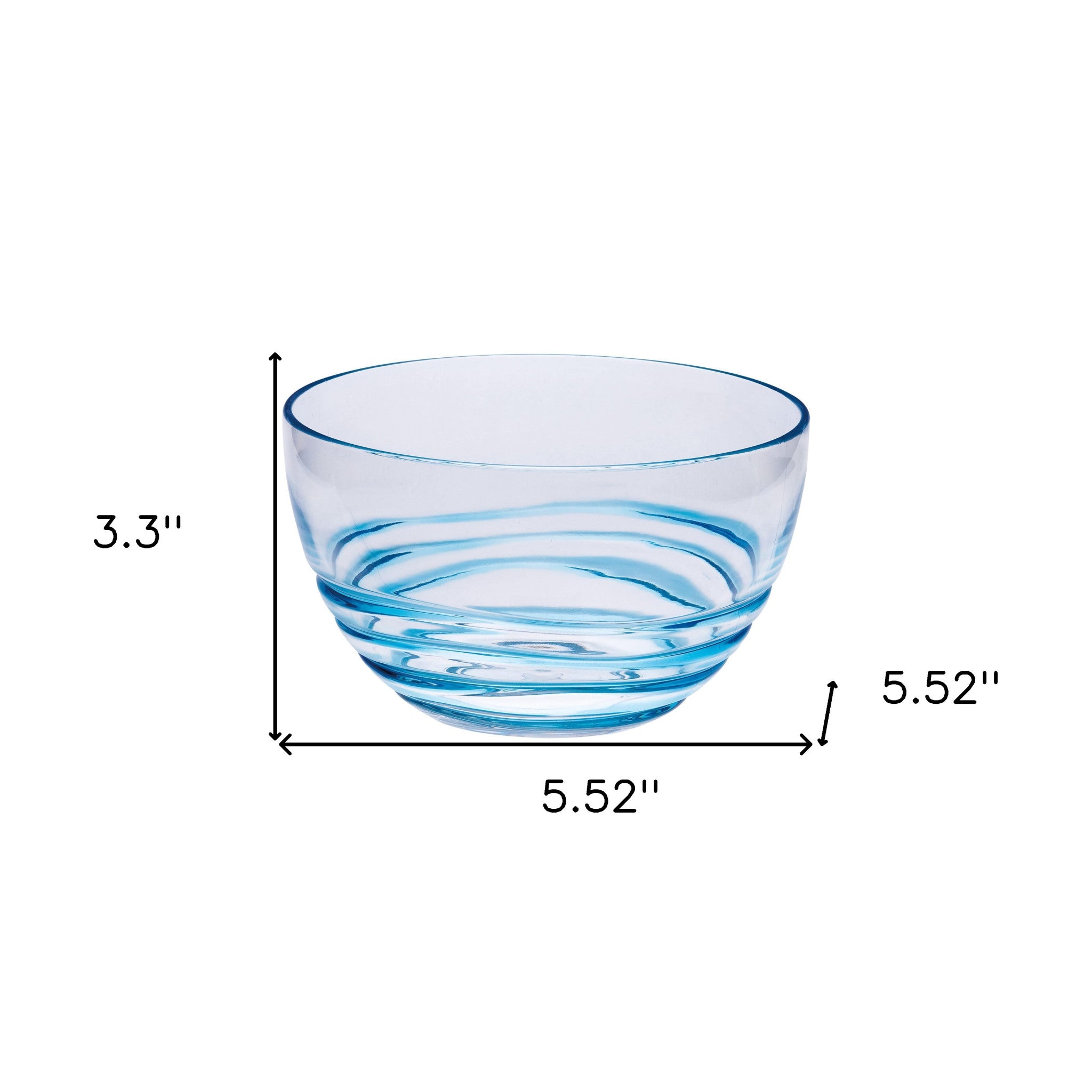 Clear and Blue Four Piece Swirl Acrylic Service For Four Bowl Set-Dinnerware-DECOROLALA