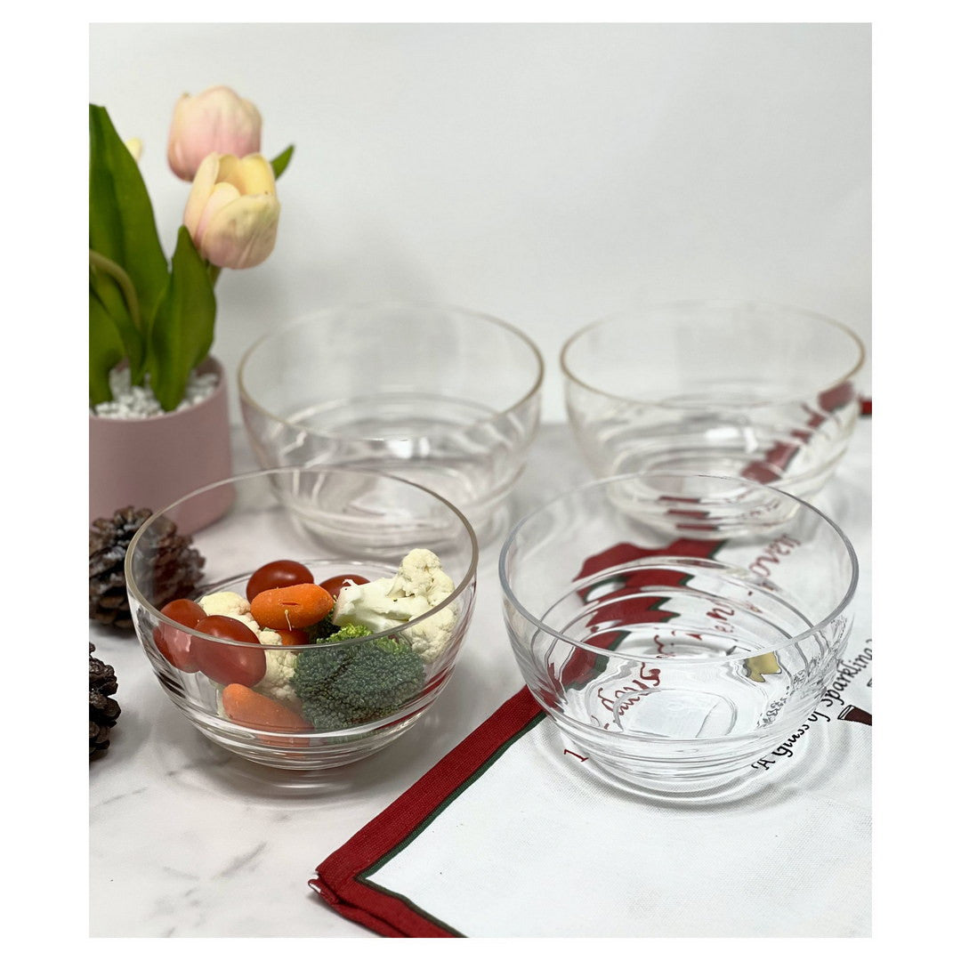 Clear Four Piece Round Swirl Acrylic Service For Four Bowl Set-Dinnerware-DECOROLALA