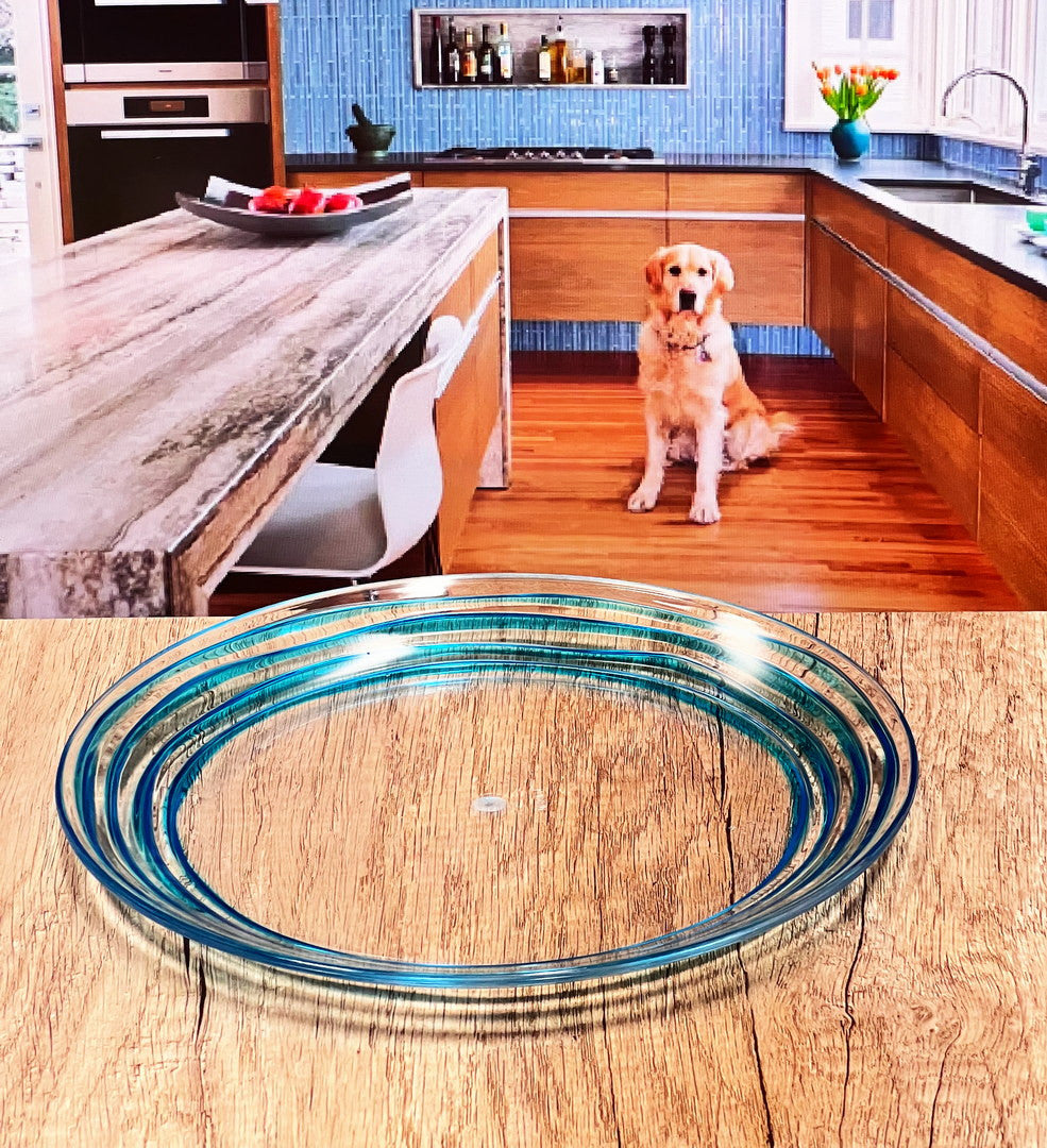 Blue Four Piece Round Swirl Acrylic Service For Four Salad Plate Set-Dinnerware-DECOROLALA