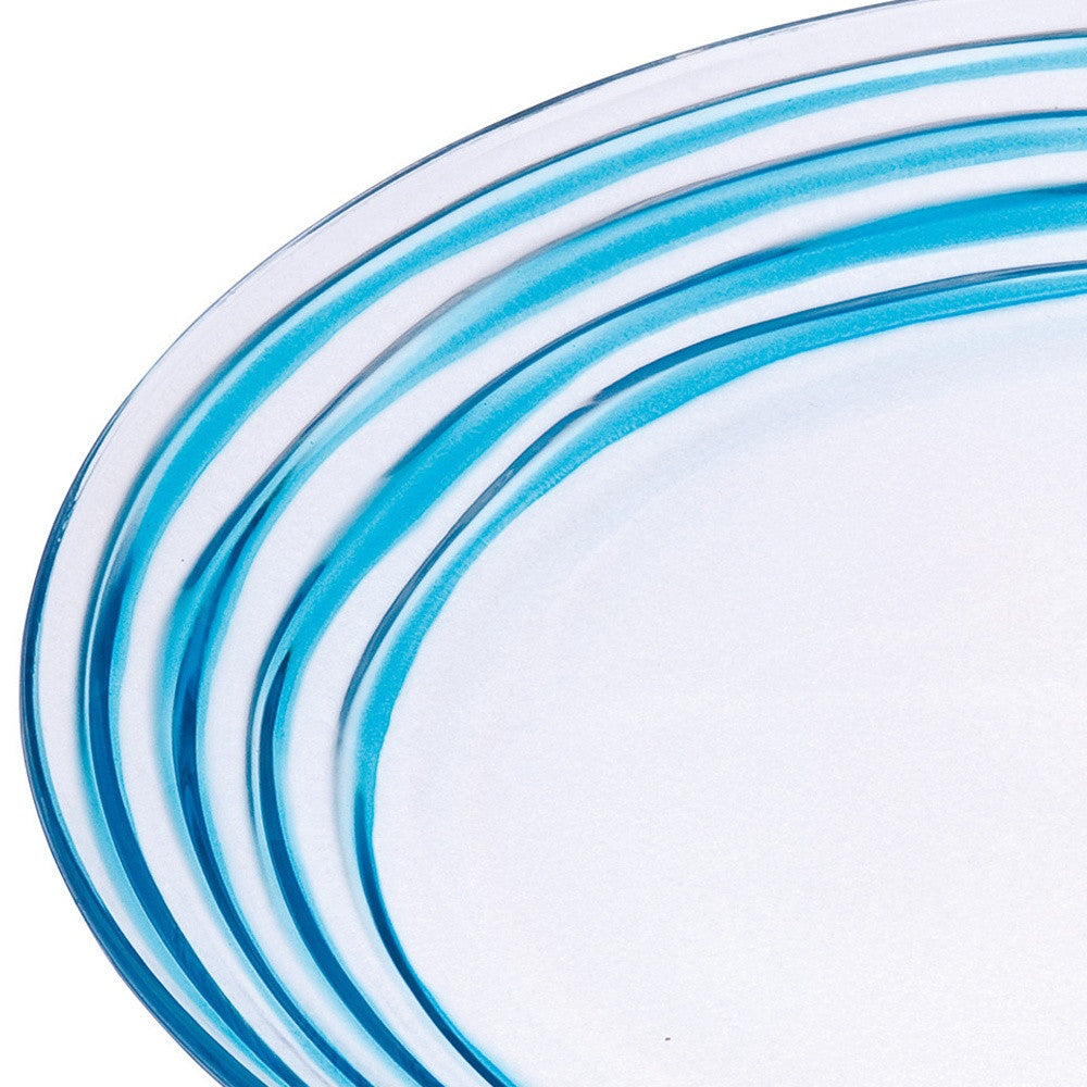 Blue Four Piece Round Swirl Acrylic Service For Four Salad Plate Set-Dinnerware-DECOROLALA