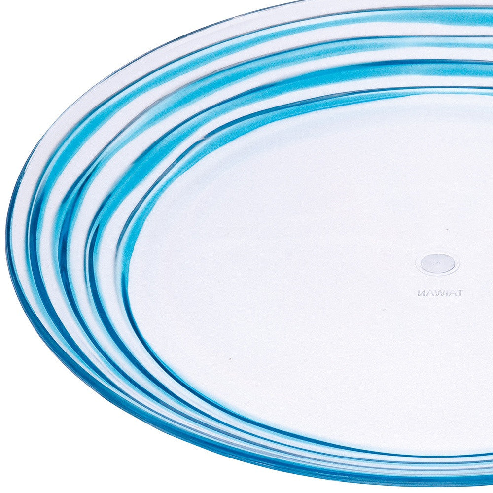 Blue Four Piece Round Swirl Acrylic Service For Four Salad Plate Set-Dinnerware-DECOROLALA