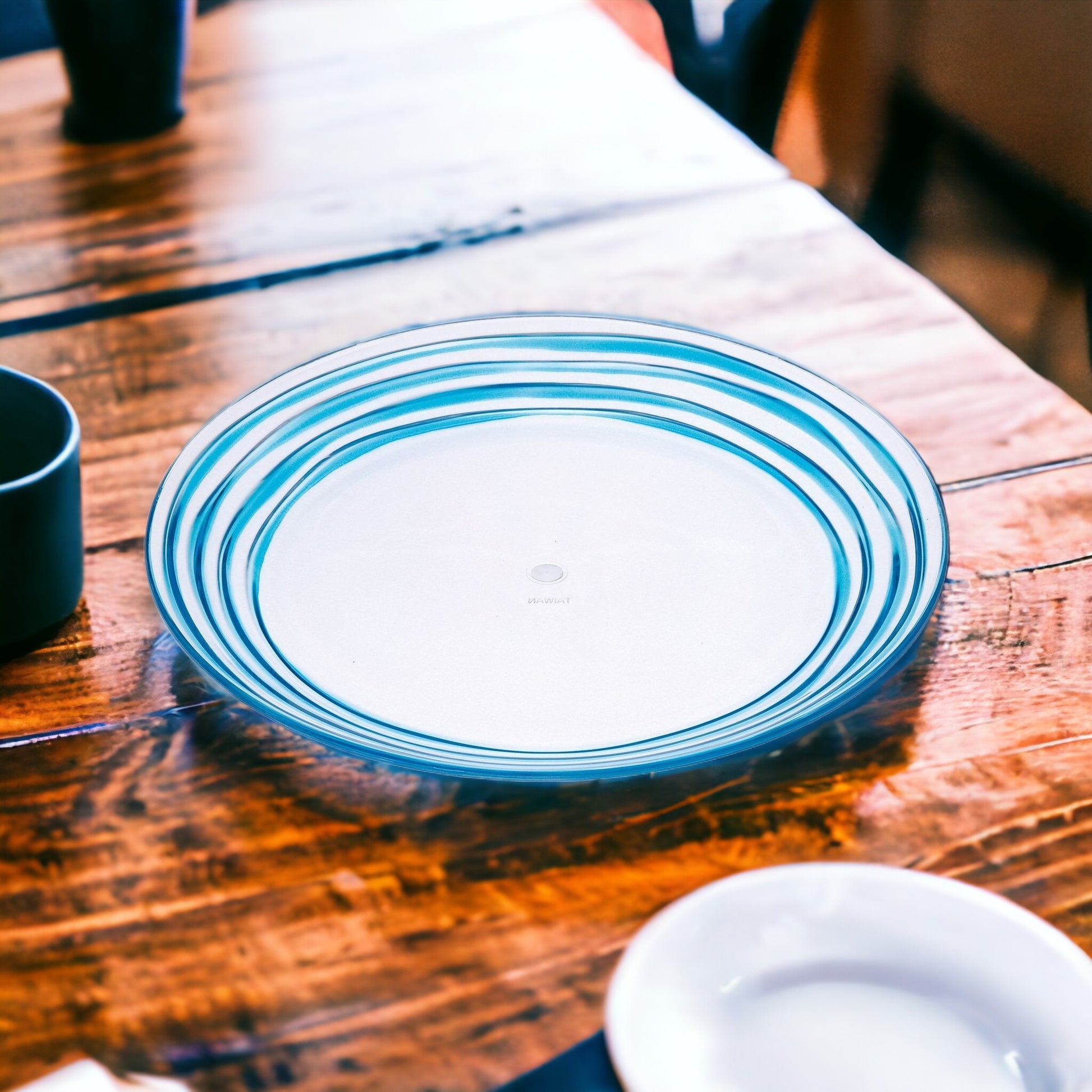 Blue Four Piece Round Swirl Acrylic Service For Four Salad Plate Set-Dinnerware-DECOROLALA