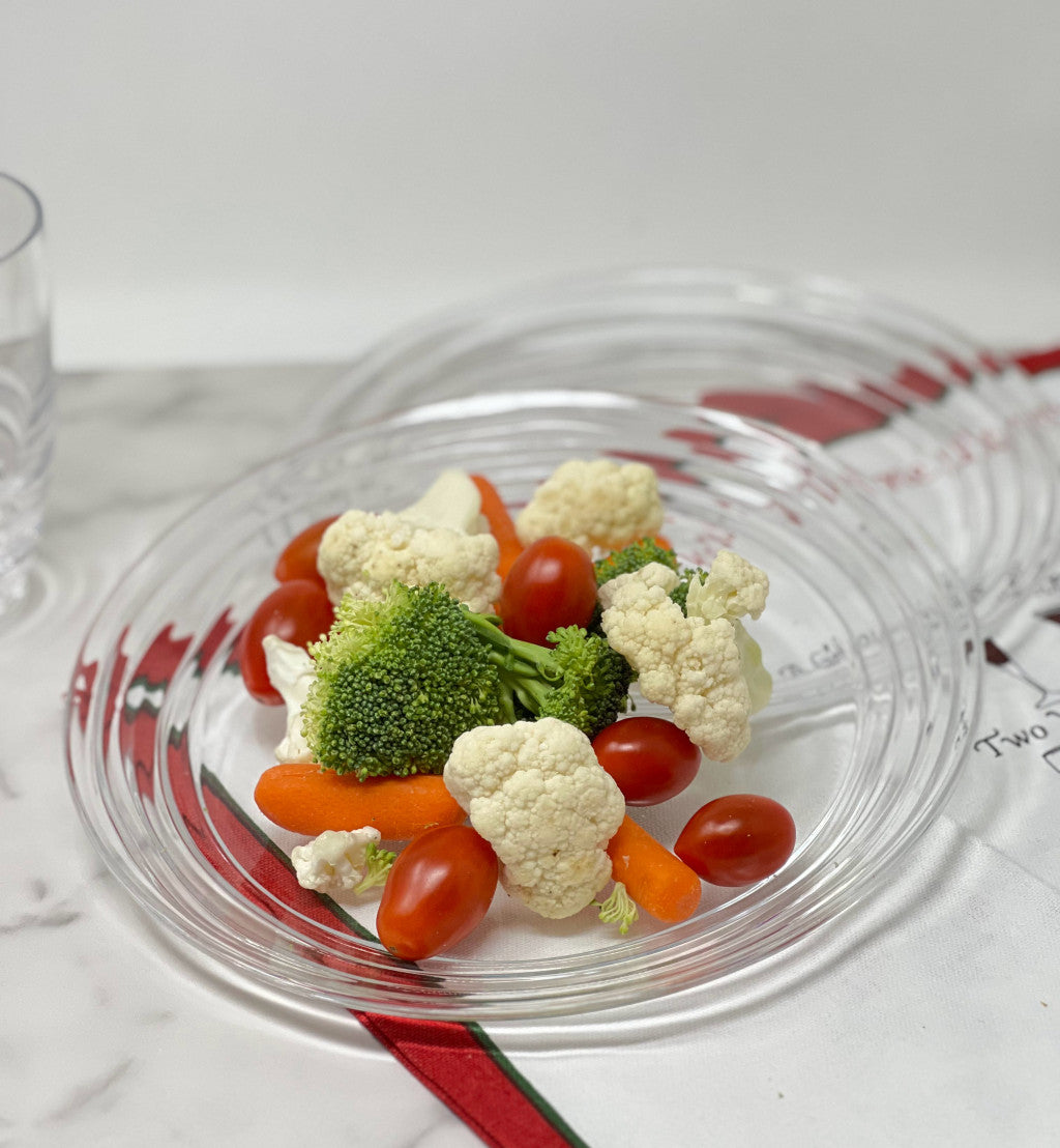 Clear Four Piece Round Swirl Acrylic Service For Four Salad Plate Set-Dinnerware-DECOROLALA