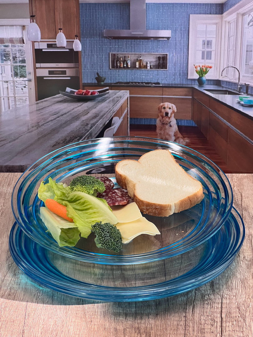 Clear and Blue Four Piece Swirl Acrylic Service For Four Dinner Plate Set-Dinnerware-DECOROLALA