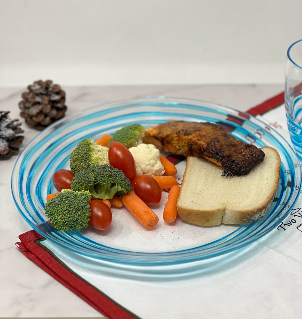 Clear and Blue Four Piece Swirl Acrylic Service For Four Dinner Plate Set-Dinnerware-DECOROLALA