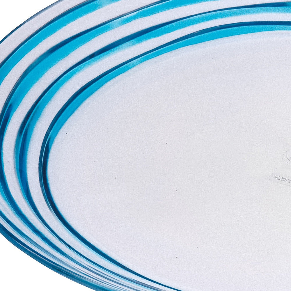 Clear and Blue Four Piece Swirl Acrylic Service For Four Dinner Plate Set-Dinnerware-DECOROLALA