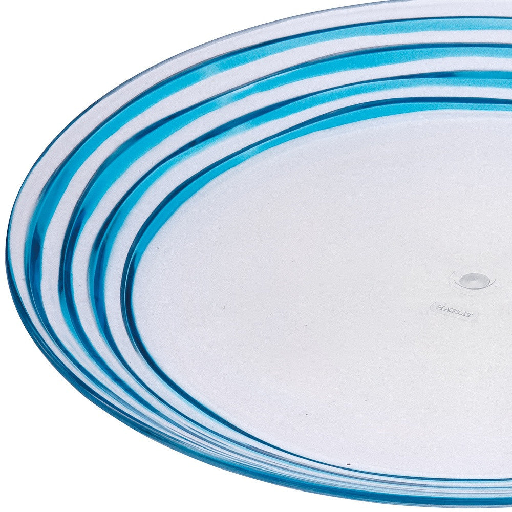 Clear and Blue Four Piece Swirl Acrylic Service For Four Dinner Plate Set-Dinnerware-DECOROLALA