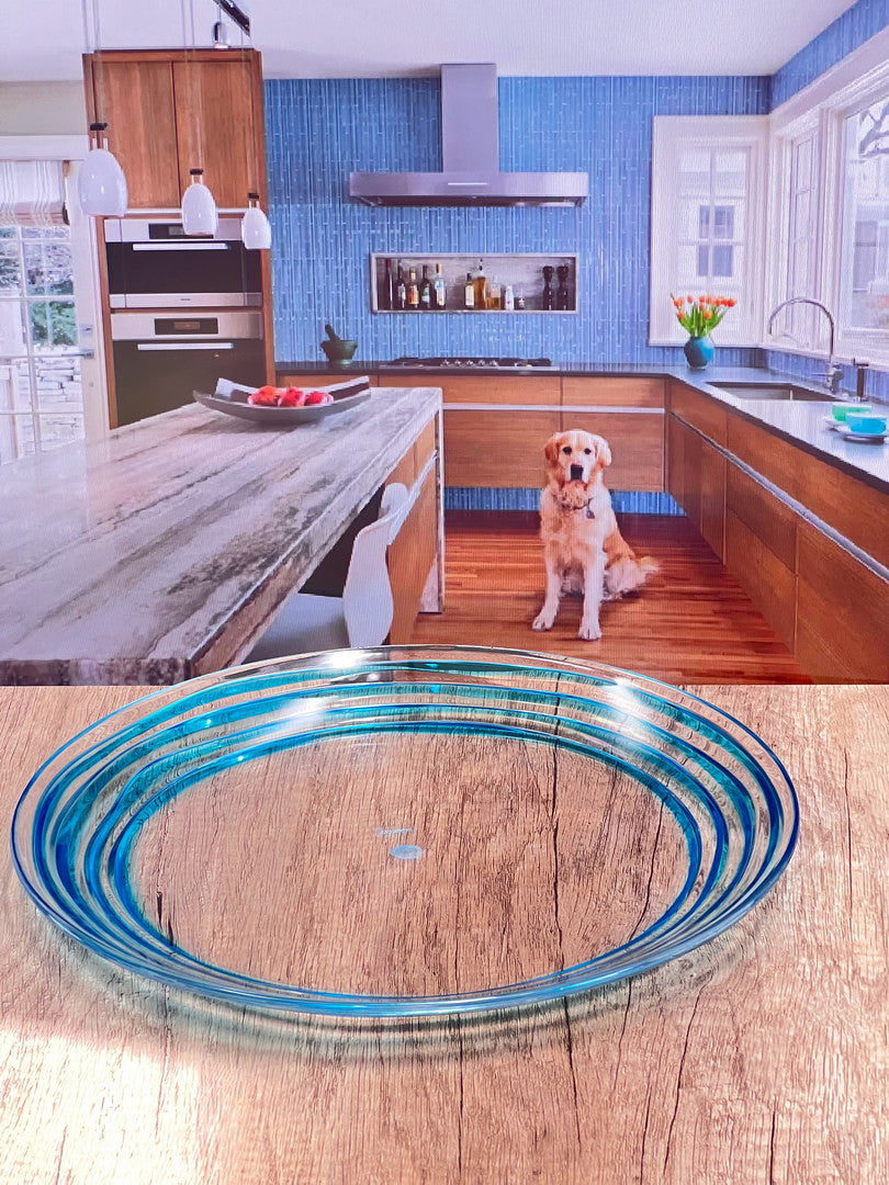 Clear and Blue Four Piece Swirl Acrylic Service For Four Dinner Plate Set-Dinnerware-DECOROLALA