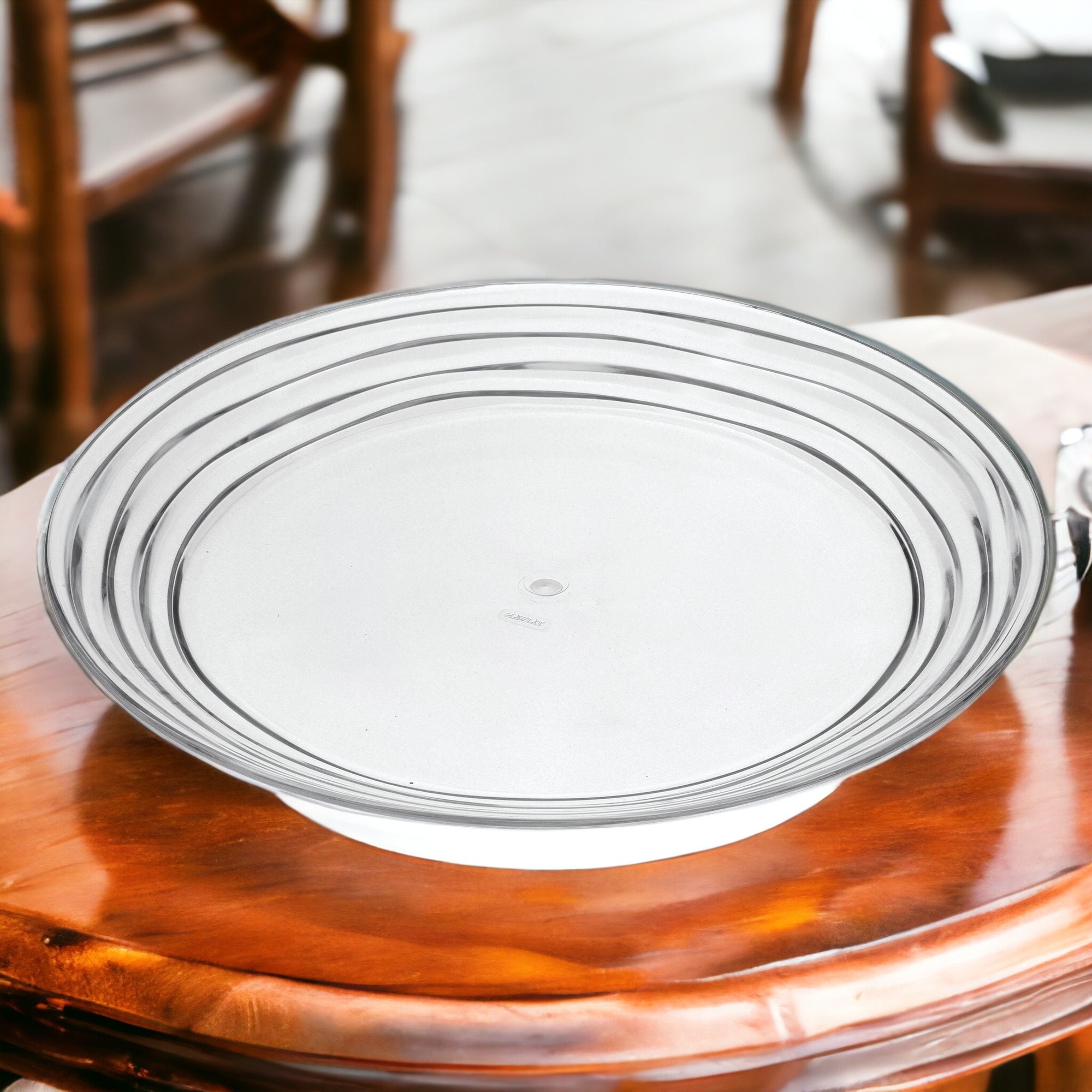 Clear Four Piece Round Swirl Acrylic Service For Four Dinner Plate Set-Dinnerware-DECOROLALA