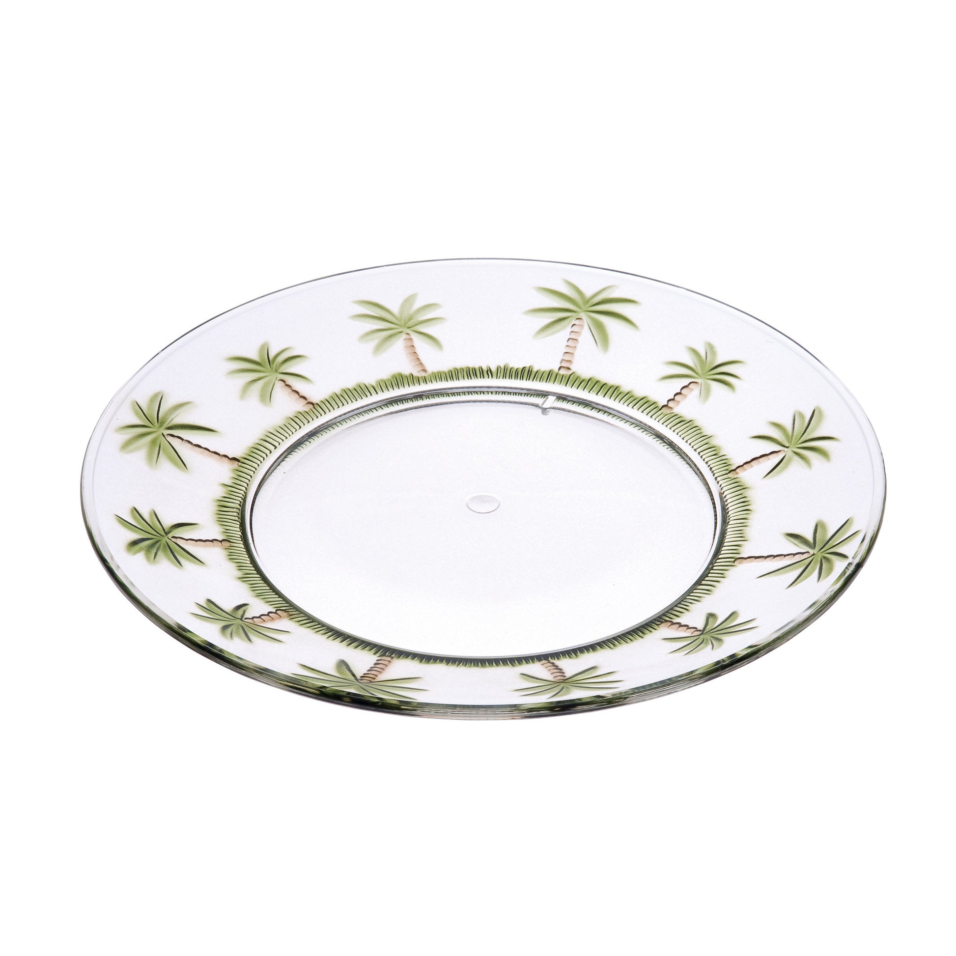 Clear and Green Four Piece Palm Tree Acrylic Service For Four Dinner Plate Set-Dinnerware-DECOROLALA