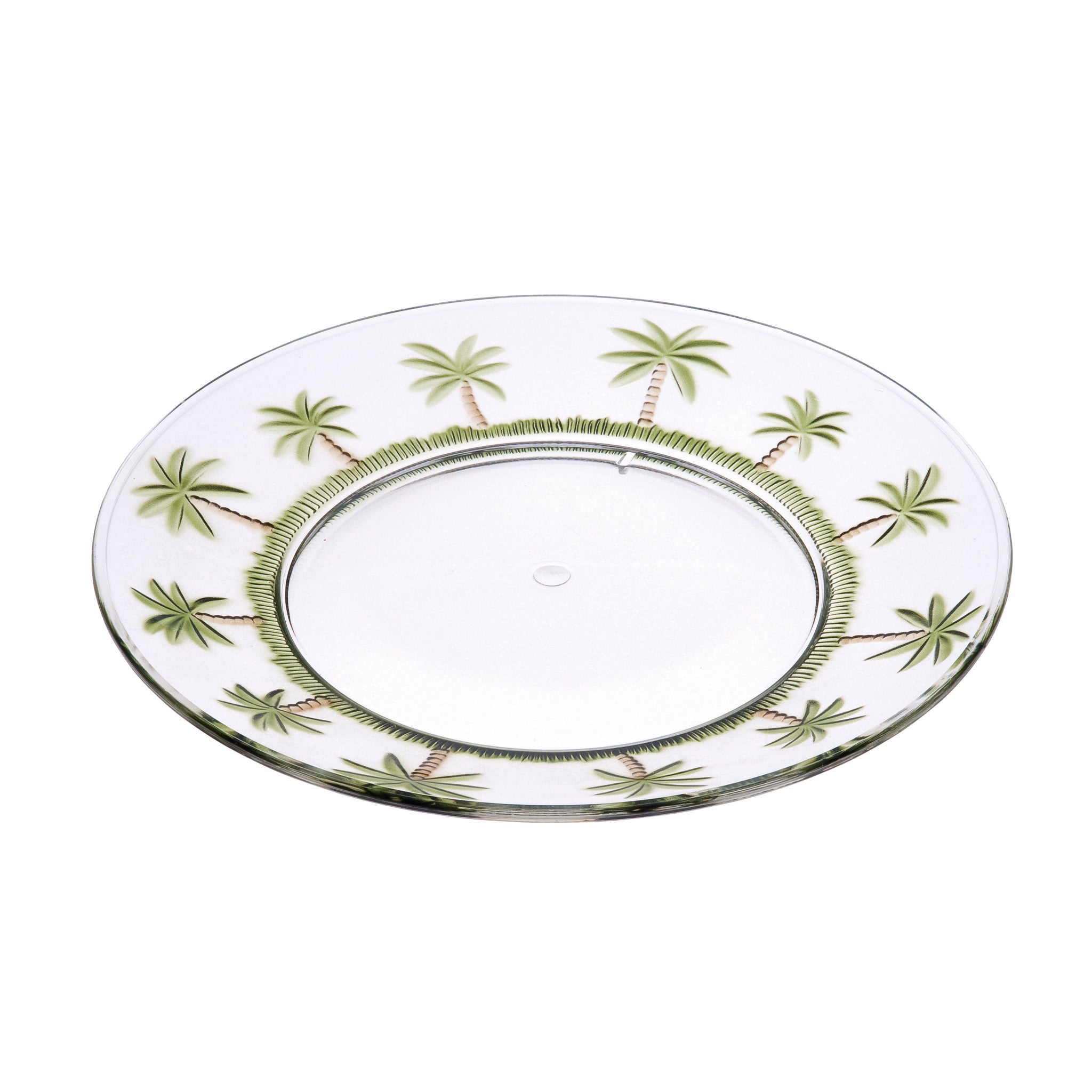 Clear and Green Four Piece Palm Tree Acrylic Service For Four Dinner Plate Set-Dinnerware-DECOROLALA