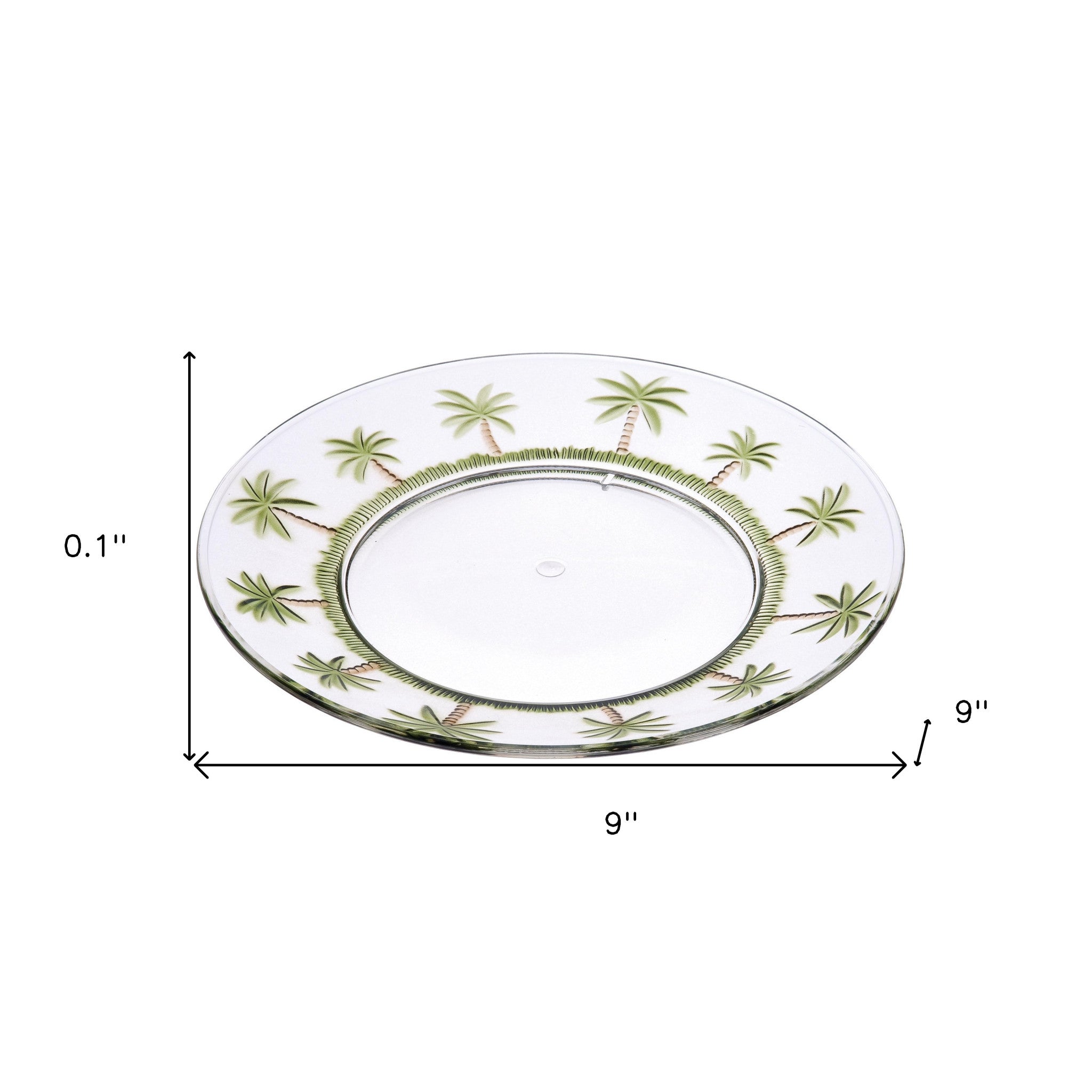 Clear and Green Four Piece Palm Tree Acrylic Service For Four Dinner Plate Set-Dinnerware-DECOROLALA