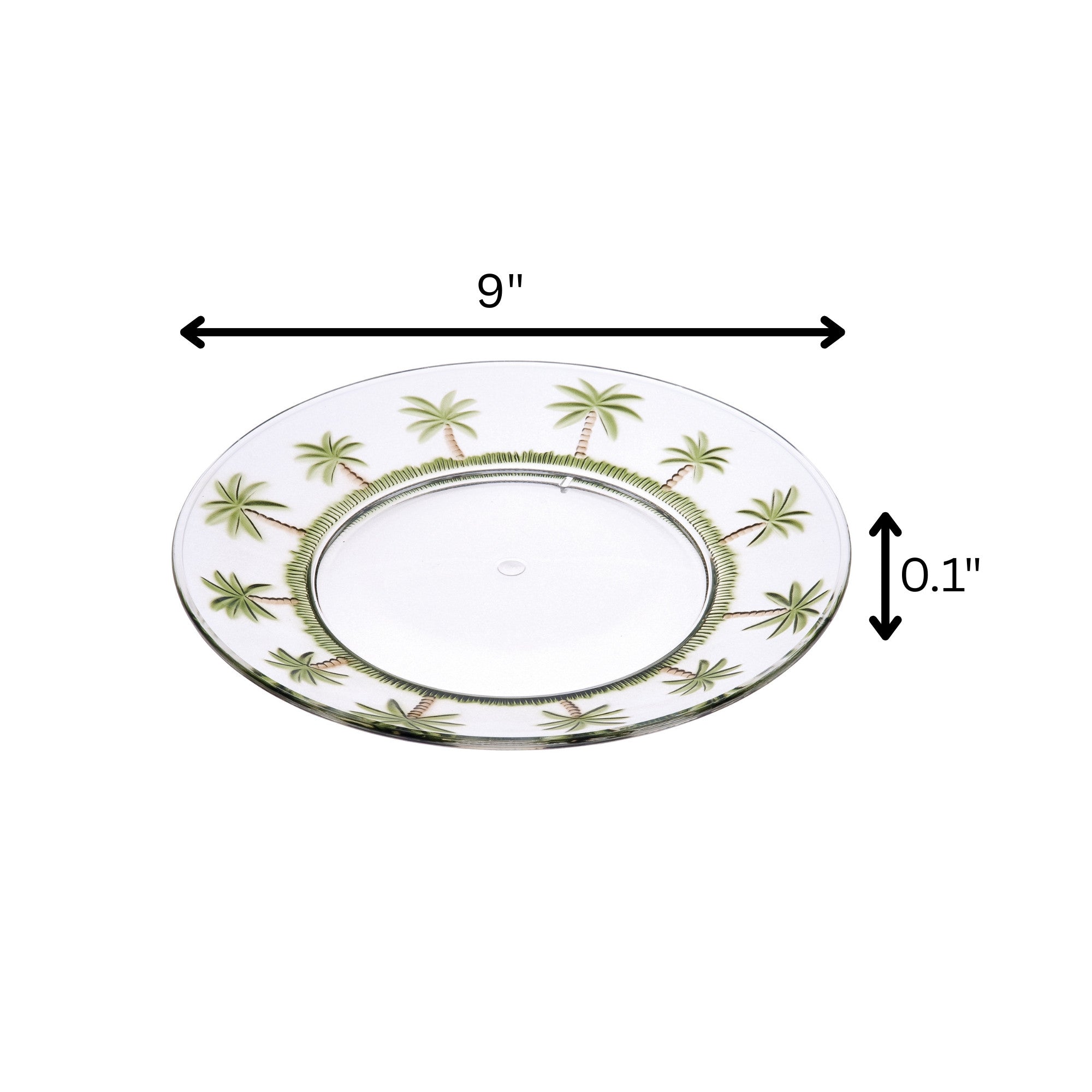 Clear and Green Four Piece Palm Tree Acrylic Service For Four Dinner Plate Set-Dinnerware-DECOROLALA