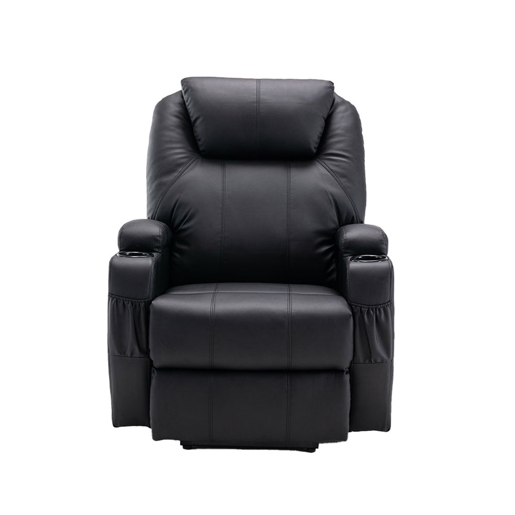 33" Black Power Heated Massage Lift Assist Recliner-Recliners-DECOROLALA