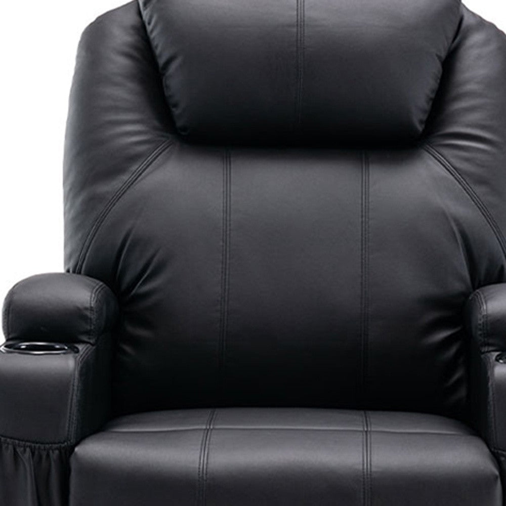 33" Black Power Heated Massage Lift Assist Recliner-Recliners-DECOROLALA