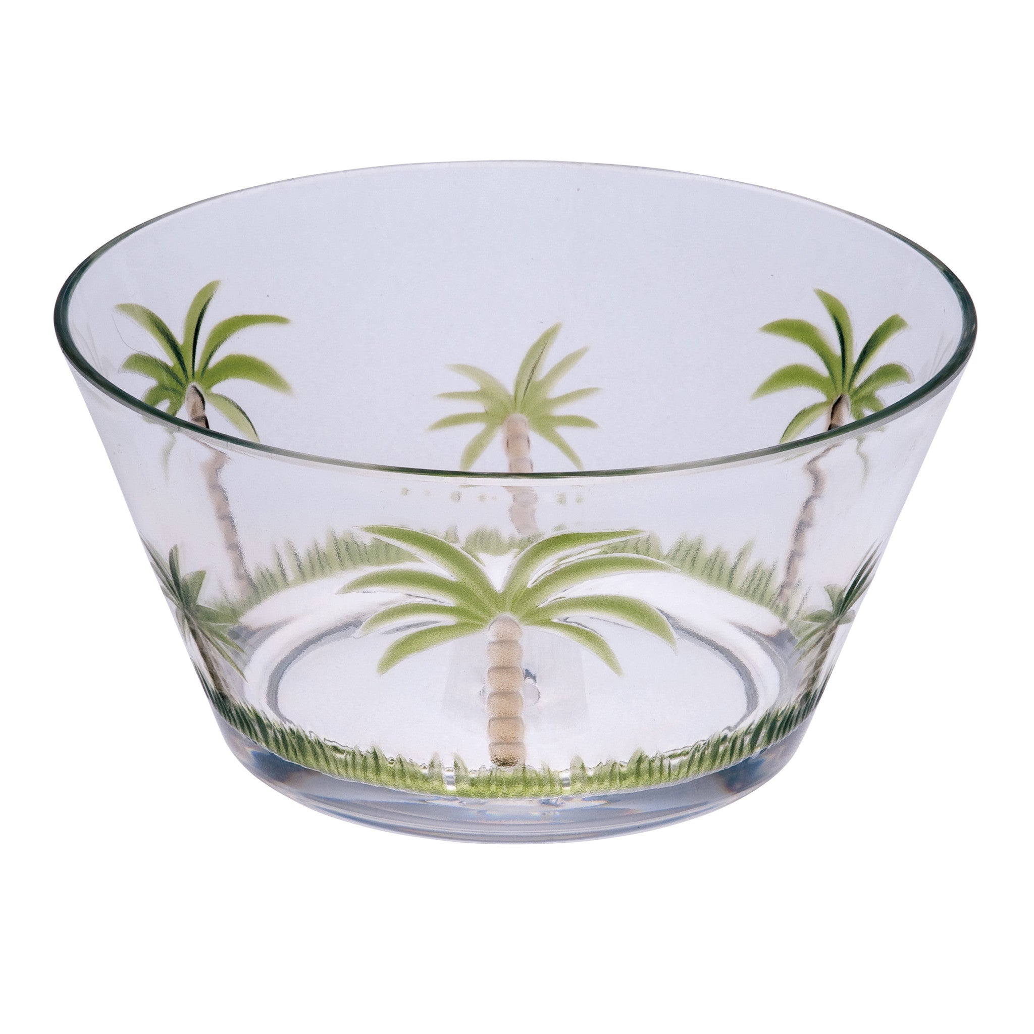 Clear and Green Four Piece Palm Tree Acrylic Service For Four Bowl Set-Dinnerware-DECOROLALA