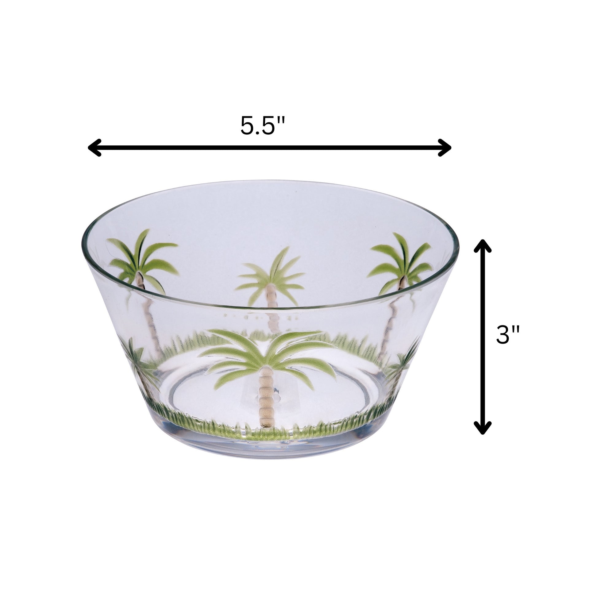 Clear and Green Four Piece Palm Tree Acrylic Service For Four Bowl Set-Dinnerware-DECOROLALA