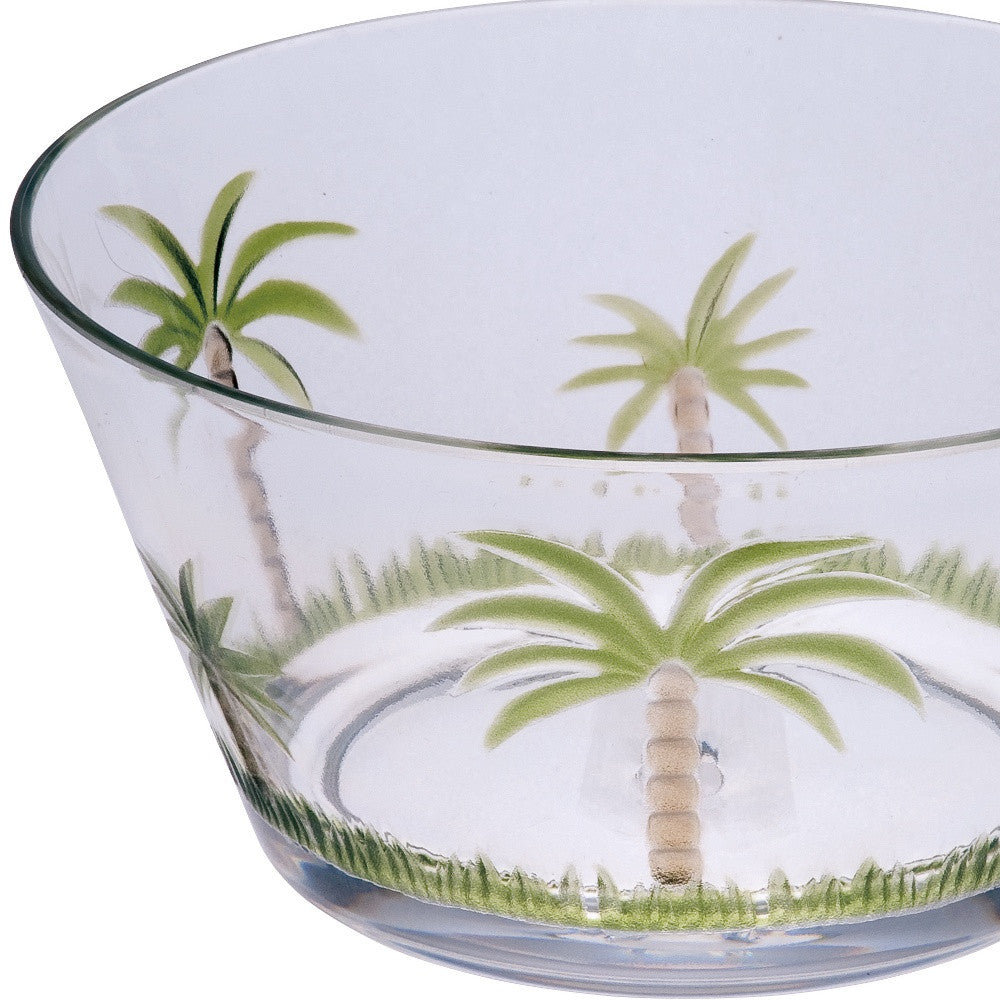Clear and Green Four Piece Palm Tree Acrylic Service For Four Bowl Set-Dinnerware-DECOROLALA
