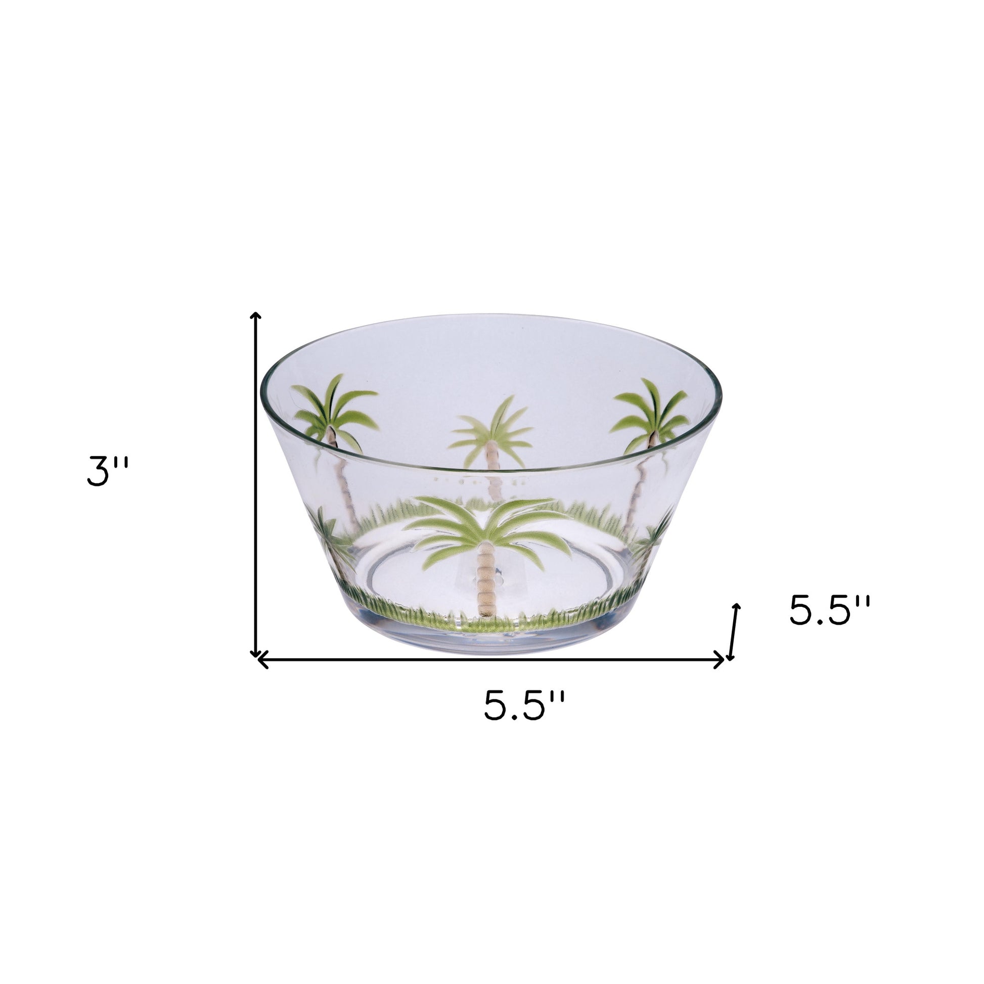 Clear and Green Four Piece Palm Tree Acrylic Service For Four Bowl Set-Dinnerware-DECOROLALA