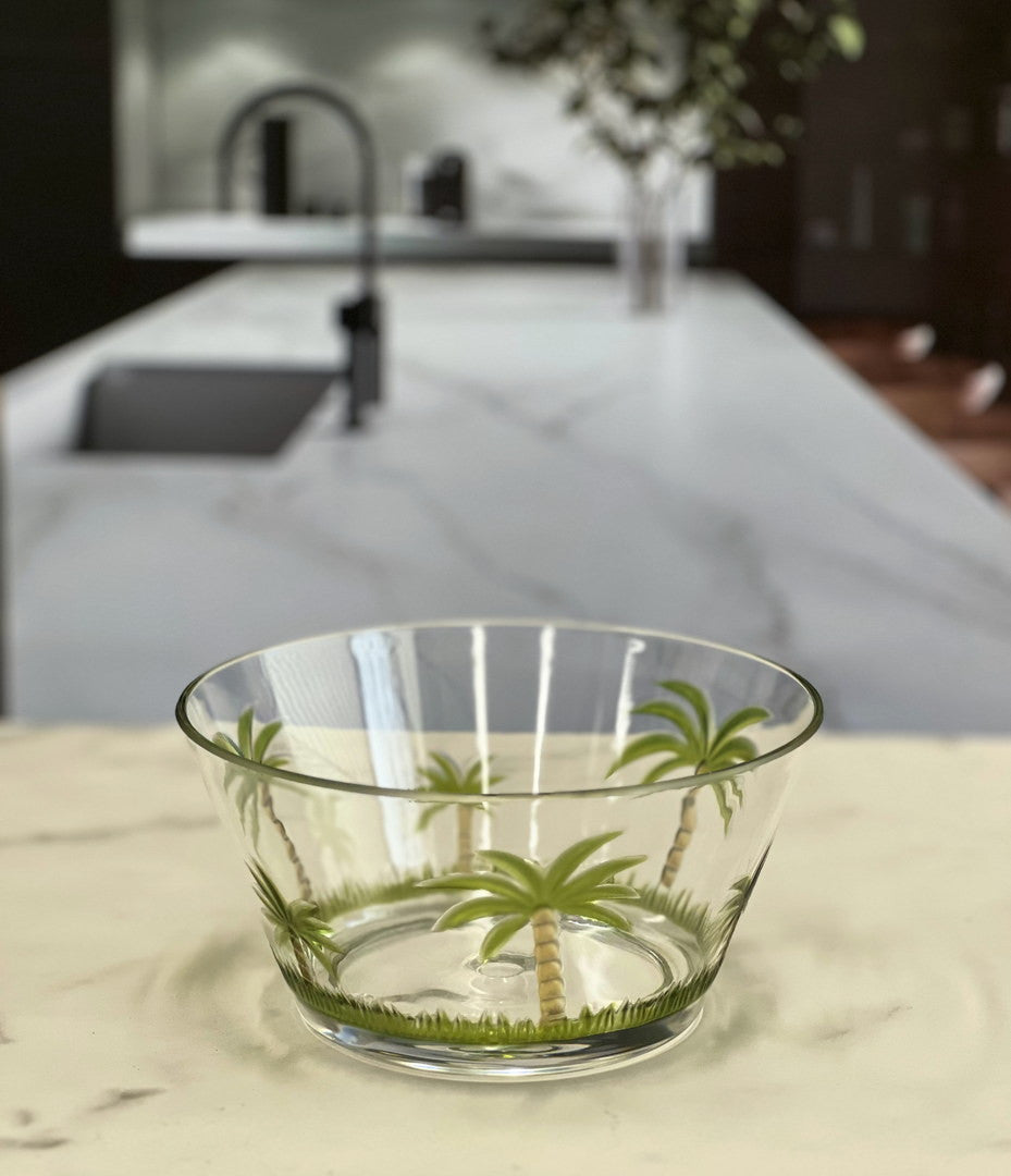 Clear and Green Four Piece Palm Tree Acrylic Service For Four Bowl Set-Dinnerware-DECOROLALA