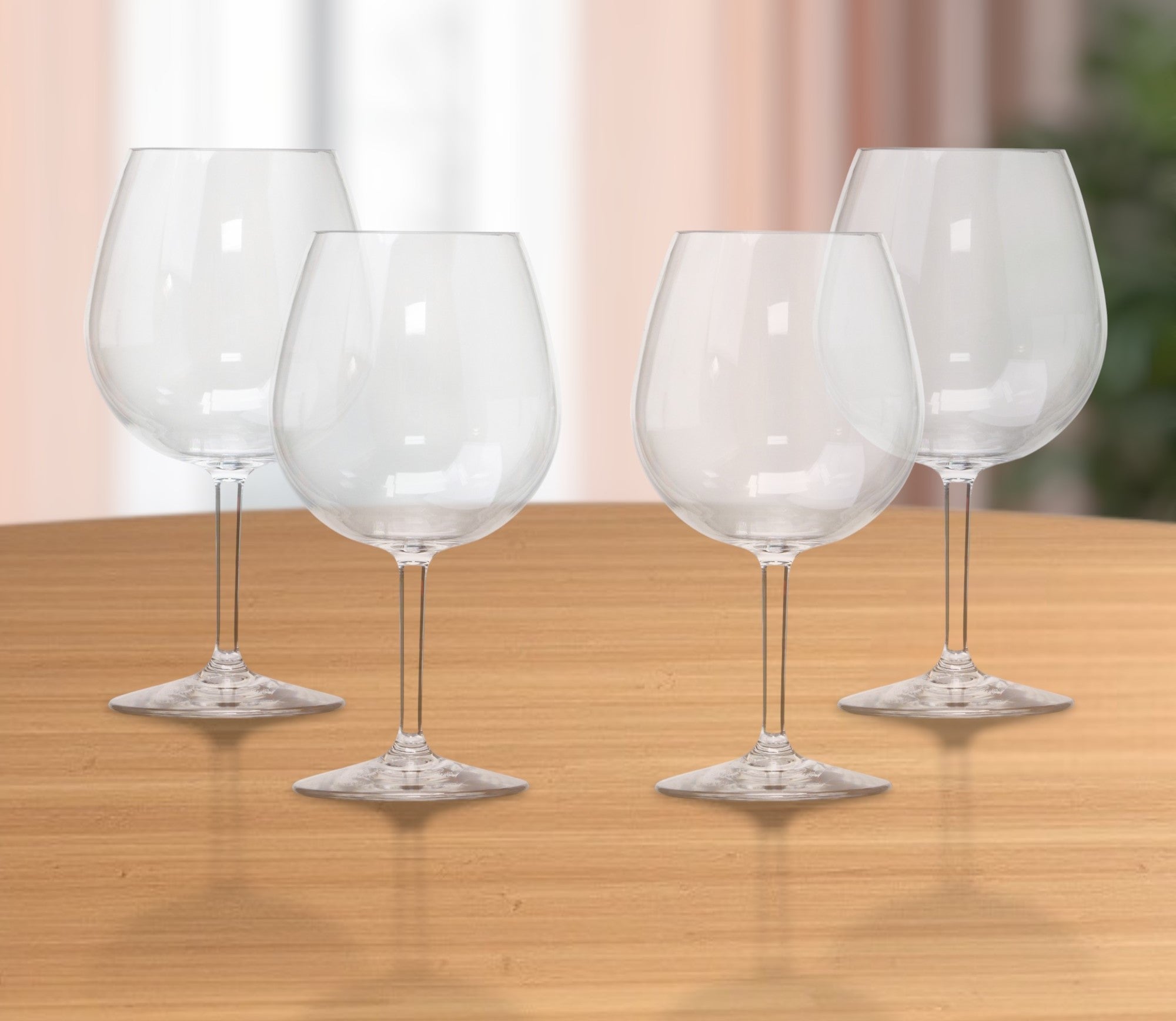 Set of Four Clear Tritan Plastic Stemmed All Purpose Wine Glass-Barware and Drinkware-DECOROLALA