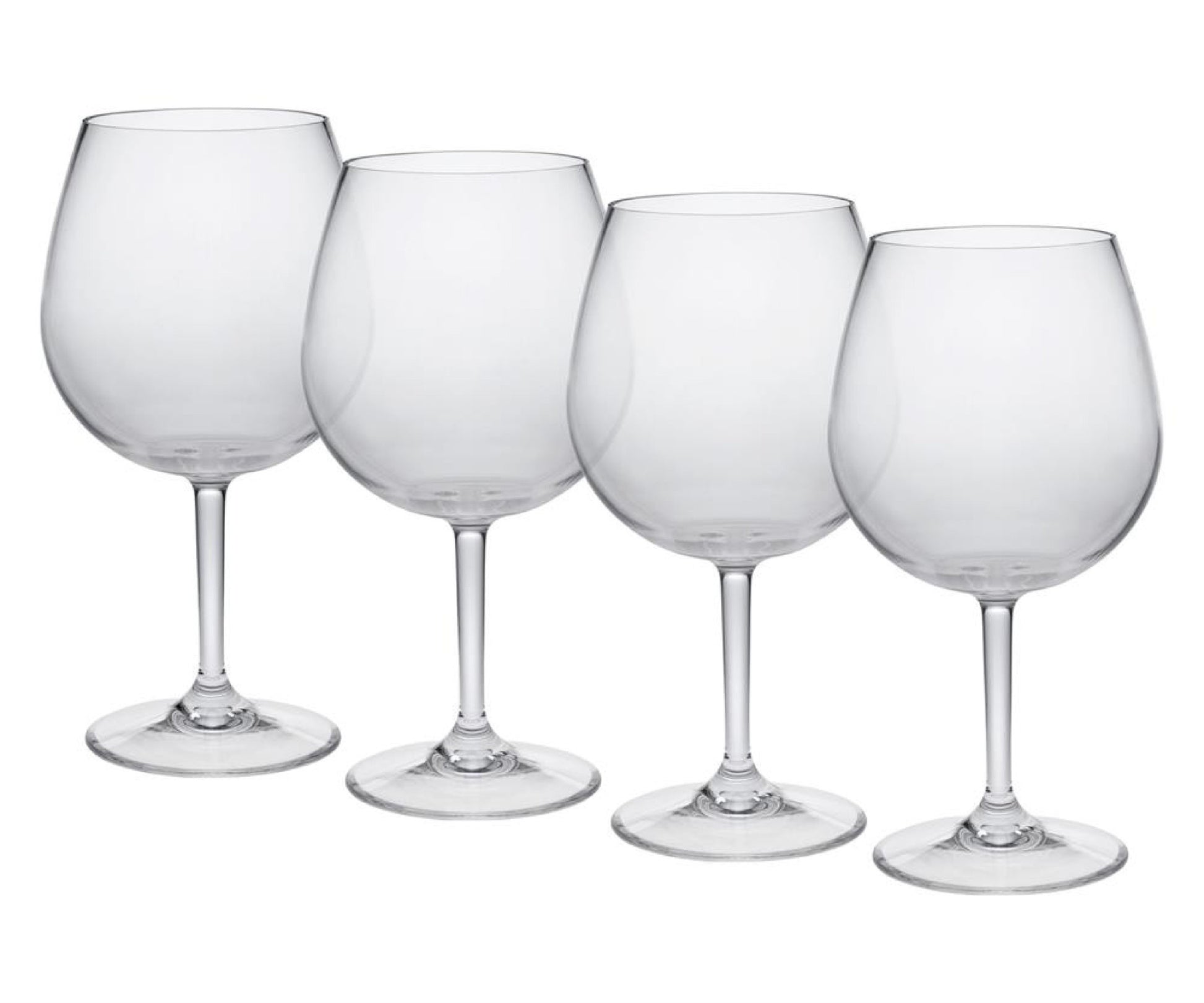Set of Four Clear Tritan Plastic Stemmed All Purpose Wine Glass-Barware and Drinkware-DECOROLALA