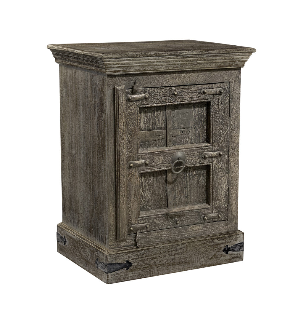 36" Brown Solid Wood Distressed Nightstand-Nightstands & Bedside Tables-DECOROLALA