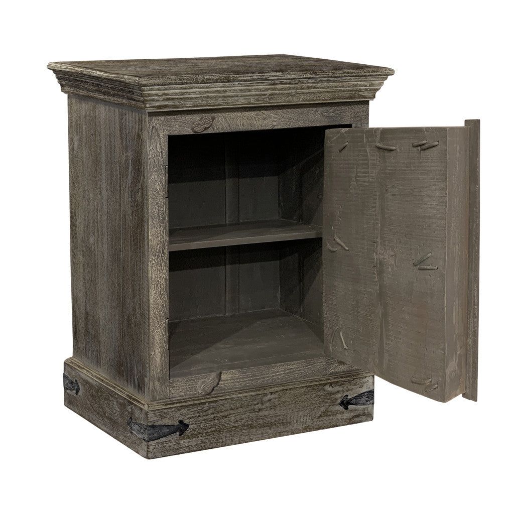 36" Brown Solid Wood Distressed Nightstand-Nightstands & Bedside Tables-DECOROLALA