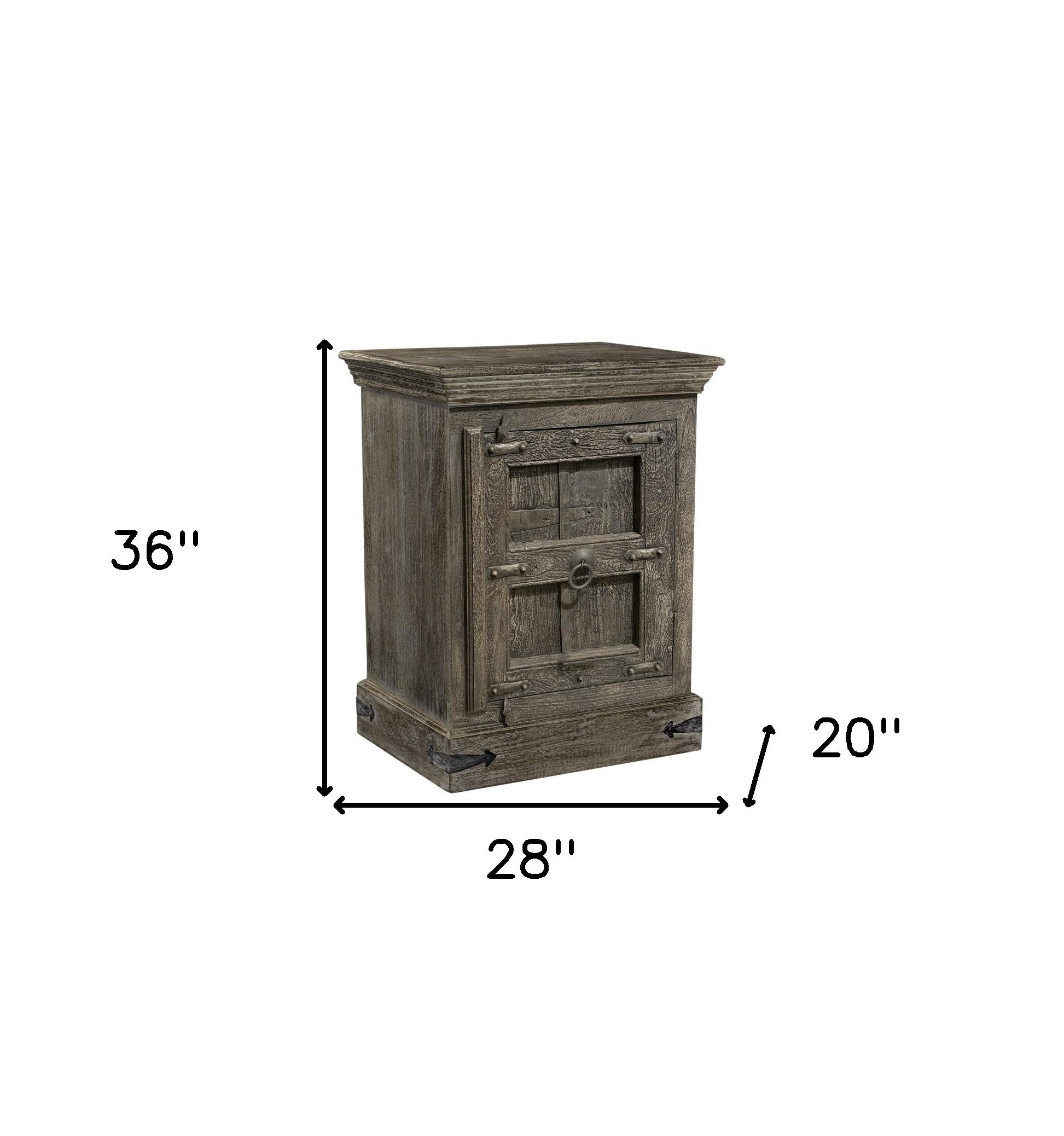 36" Brown Solid Wood Distressed Nightstand-Nightstands & Bedside Tables-DECOROLALA