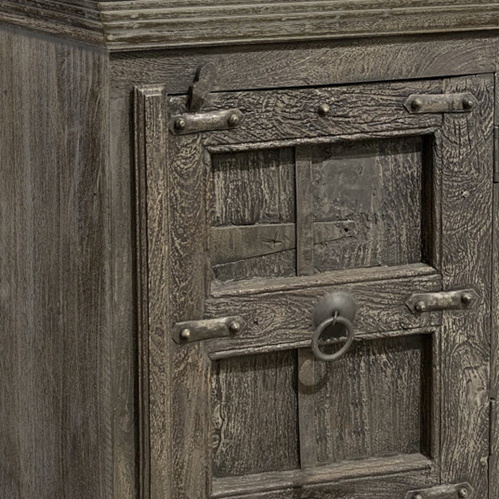 36" Brown Solid Wood Distressed Nightstand-Nightstands & Bedside Tables-DECOROLALA