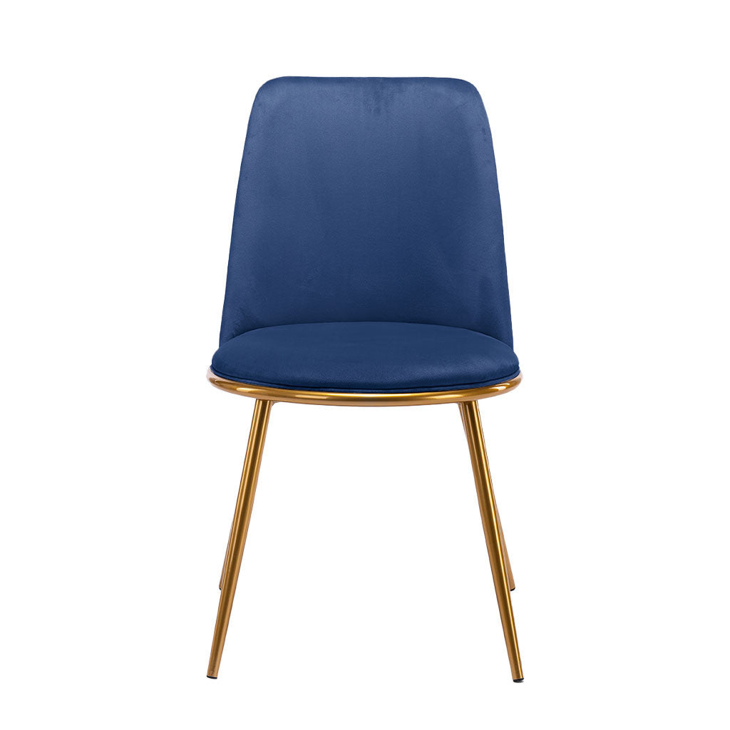 Blue And Gold Upholstered Velvet Dining Side Chair-Dining Chairs-DECOROLALA