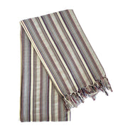 39" X 71" Gray Cotton Plain Weave Striped Turkish Towel Throw Blanket with Tassels-Throws & Blankets-DECOROLALA