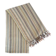 39" X 71" Beige and Pink Cotton Striped Turkish Towel Throw Blanket with Tassels-Throws & Blankets-DECOROLALA
