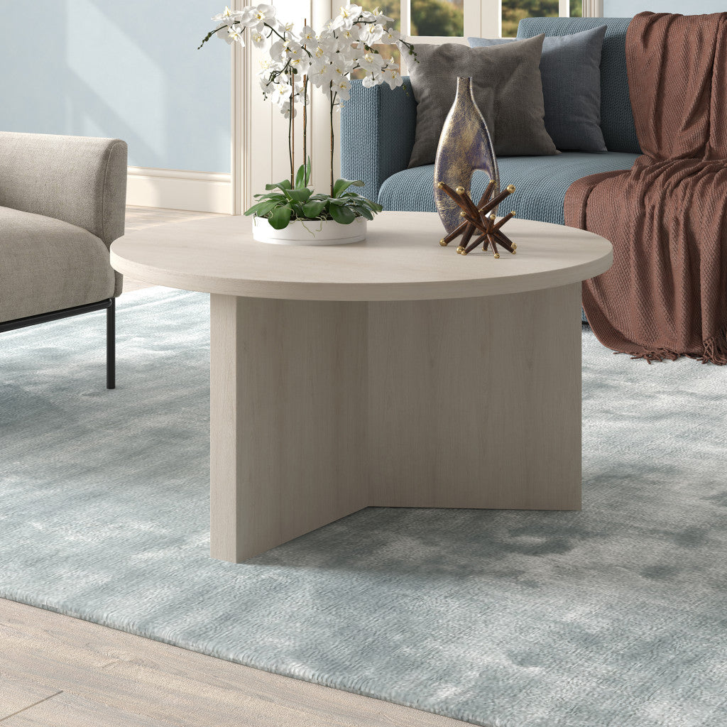 32" White Round Coffee Table-6