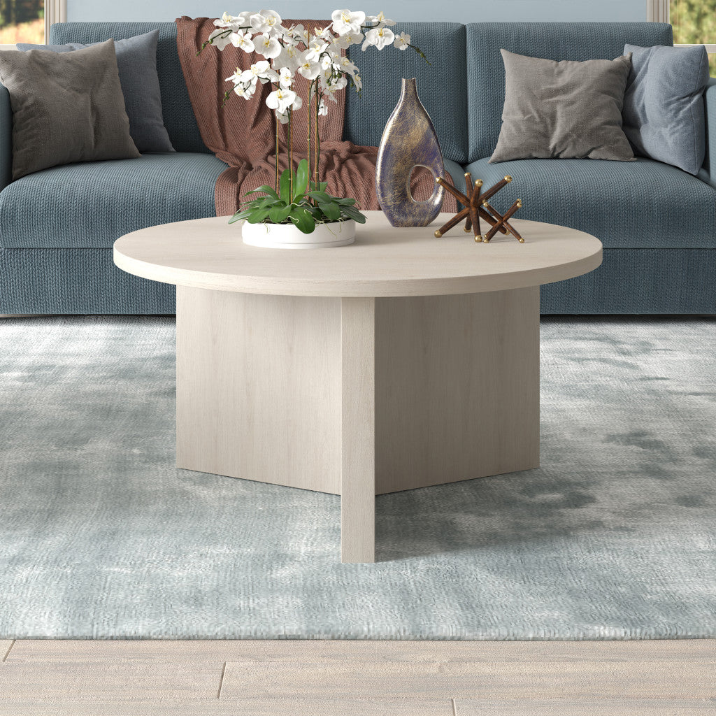 32" White Round Coffee Table-5