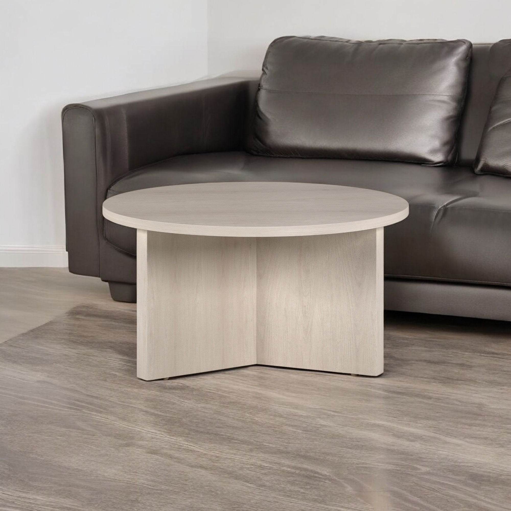 32" White Round Coffee Table-1