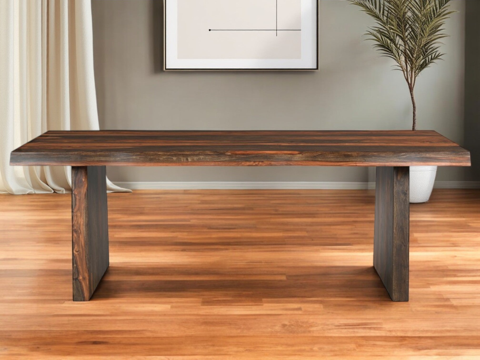 86" Dark Brown Solid Wood Dining Table-Dining Tables-DECOROLALA